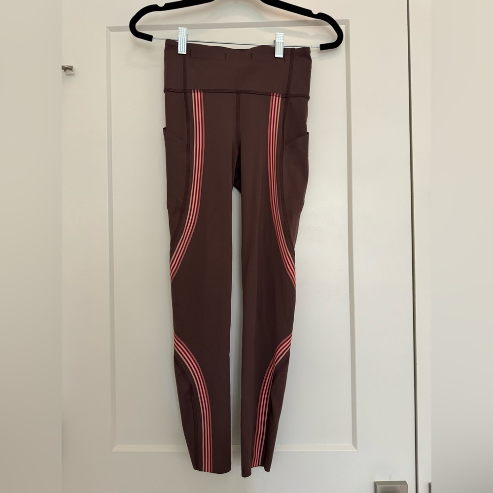 Lululemon Speed Light Legging Tight 25" Inseam Cherry Cola/ Coral Kiss size 4